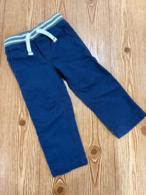 7/$20 Boys Navy Pull-On Casual Pants with Striped Waistband and Drawstring 2T
